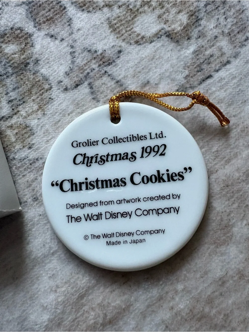 VTG 1992 Minnie Mouse Christmas Cookies Disney Grolier Porcelain Disk Ornament